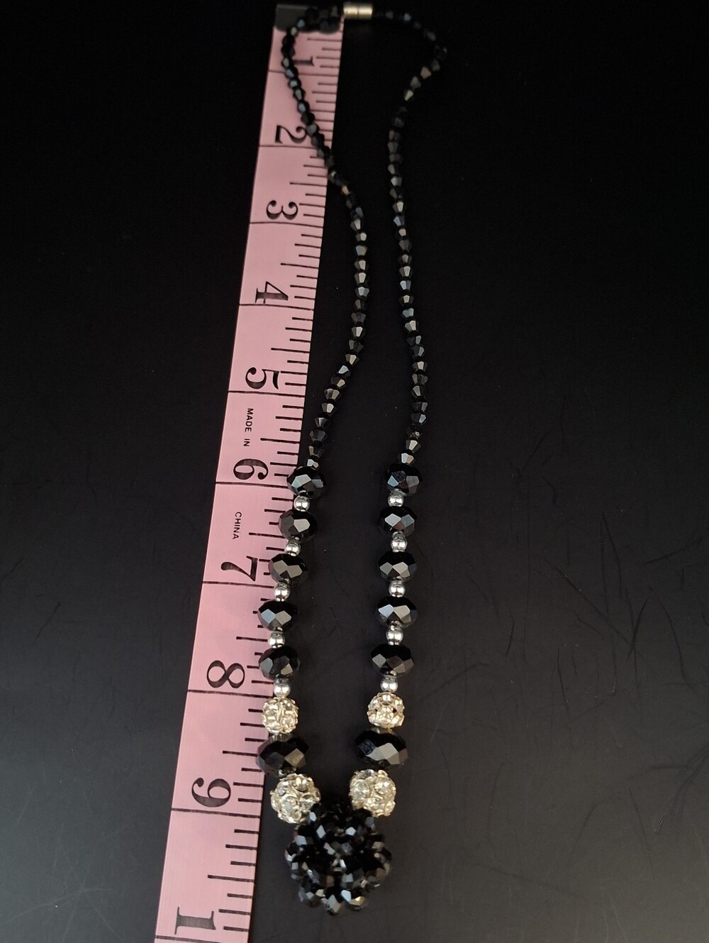 Black Crystal Cluster Statement Necklace - - Picture 6 of 6